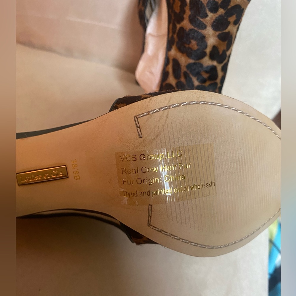 Louise Et Cie leopard calf skin peep toe heels - Picture 4 of 7